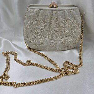 👛Judith Leiber Miniature Leather Evening Bag Embroidered with Stones Vintag